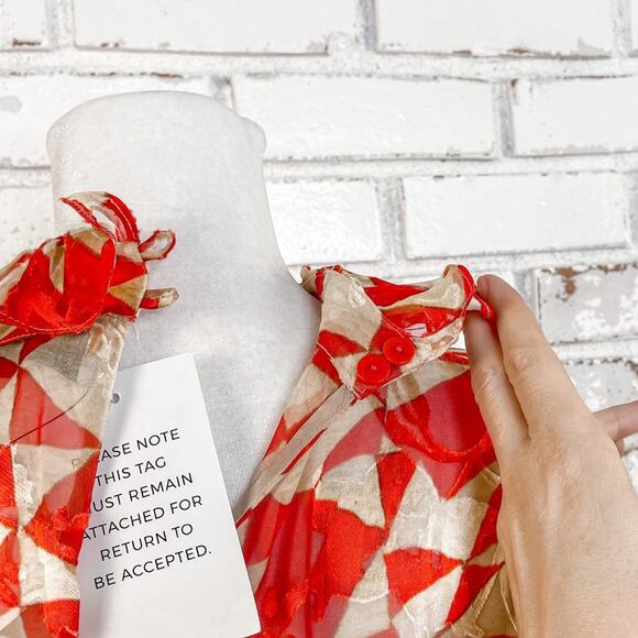 Preen by Thorton Bregazzi Circus Asymmetric Printed Devore Satin Silk Dress L - Picture 11 of 15